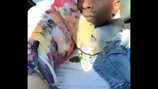 Pallid bitch rides black cock in a car
