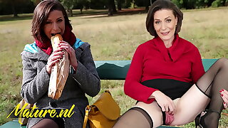 French MILF Eats Her Lunch Outside Before Exit With a Stranger & Getting Ass Fucked